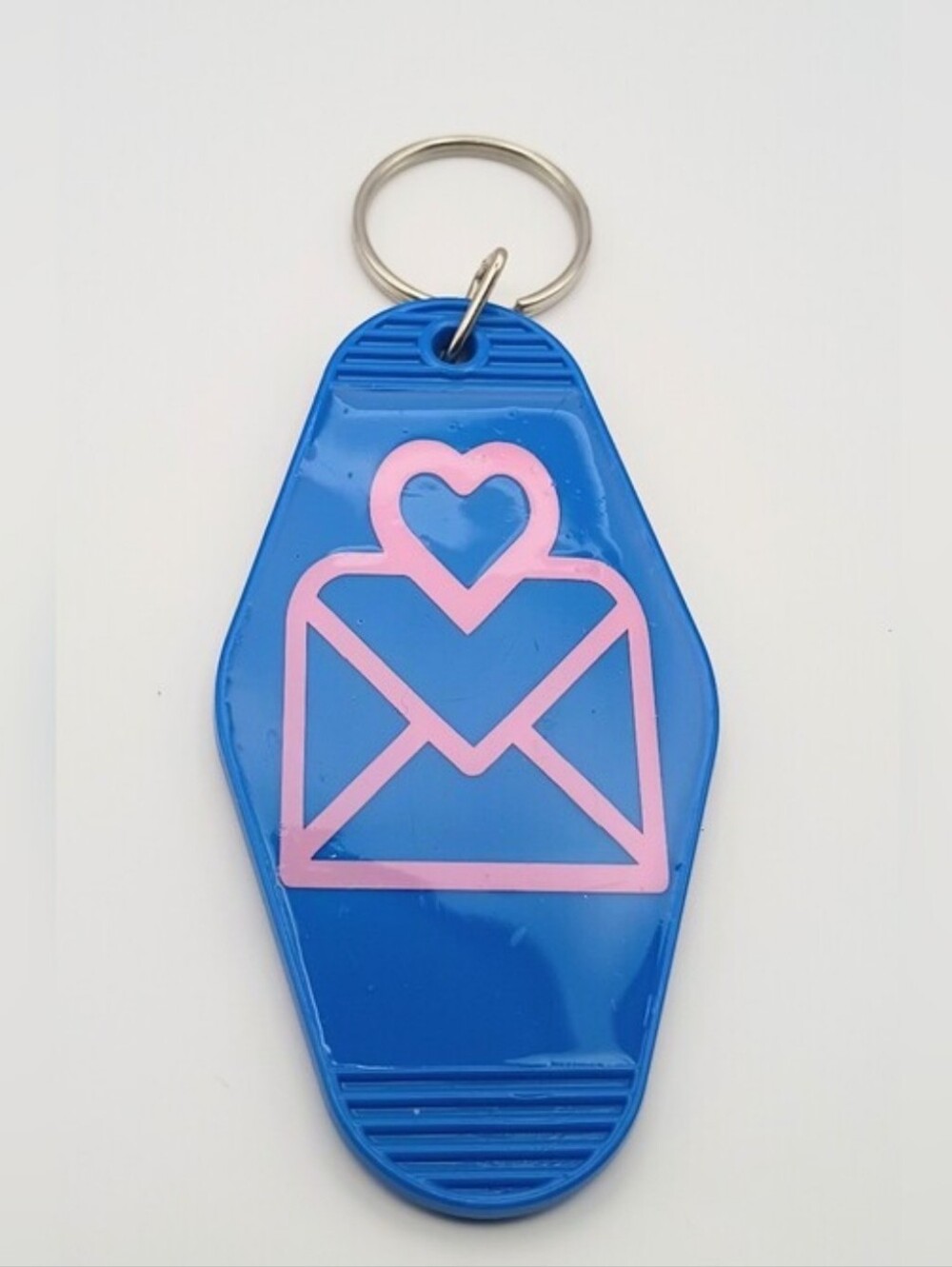 Blue & Pink Love Letter Envelope Heart Motel Style Key Tag Keychain